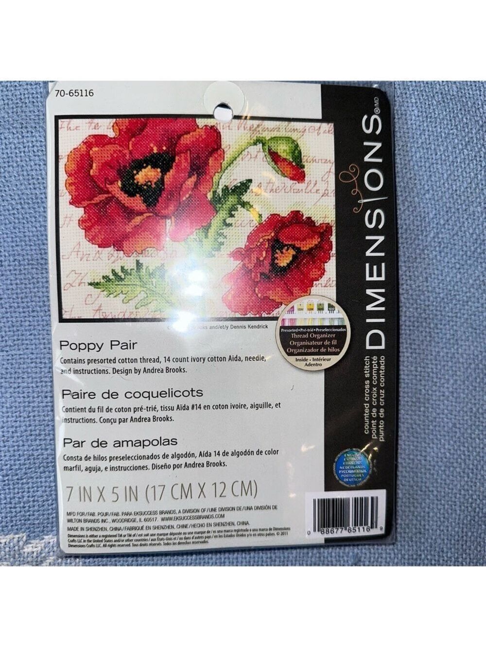 NOS 2015 Dimensions Poppy Pair Counted Cross Stitch Kit 5 x 7